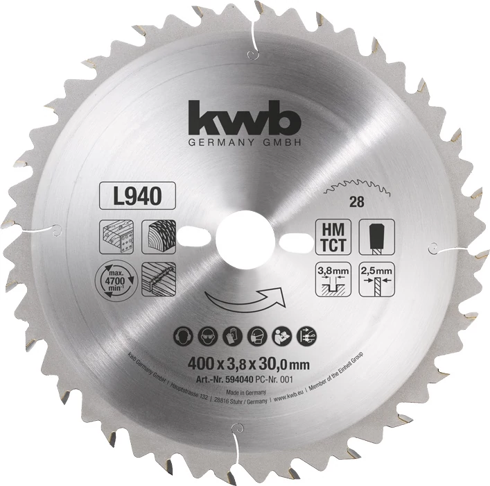 KWB PROFI TCT fűrészlap  400 x 30 x 2,5 mm  fogak: 28