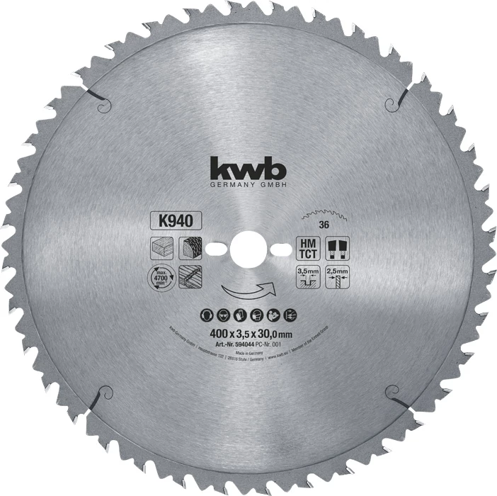 KWB PROFI TCT fűrészlap  400 x 30 x 2,5 mm  fogak: 36