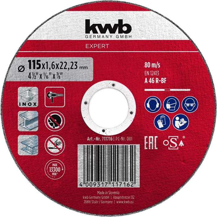 KWB EXPERT CUTTING DISC THIN FOR METAL
115 x 22,23 x 1,6 mm
