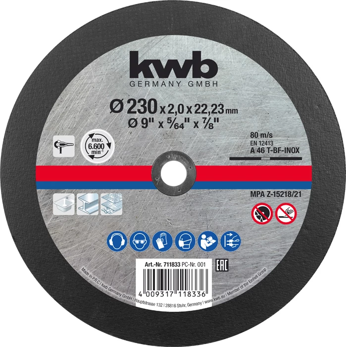 KWB CLASSIC EXTRA THIN-CUT CUTTING DISC for INOX
230 x 22,23 x 1,9 mm