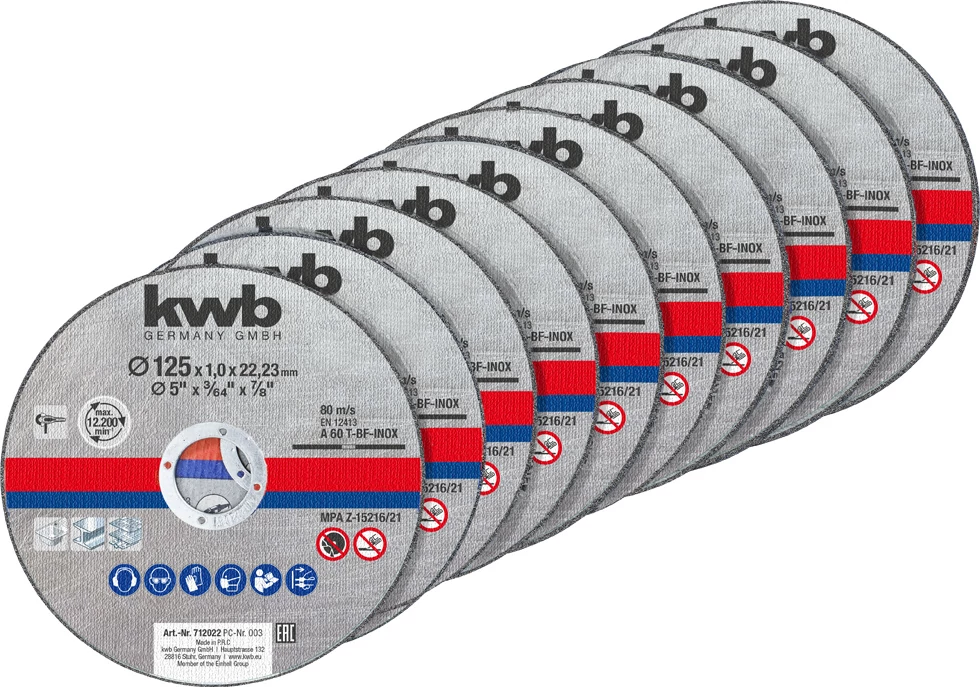 KWB CLASSIC EXTRA THIN-CUT CUTTING DISC for INOX
125 x 22,23 x 1,0 mm 10 db/alu.doboz