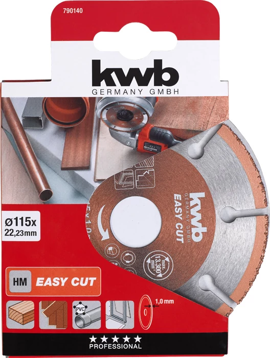 KWB EXPERT EASY CUT TCT CARBIDE EXTRA TIHIN UNIVERSAL CUTTING DISC with SEGMENTED RIM univerzális vágótárcsa  115 x 22,23 x 1,0 mm   49790140
